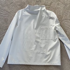 Zara faux leather mock neck shirt